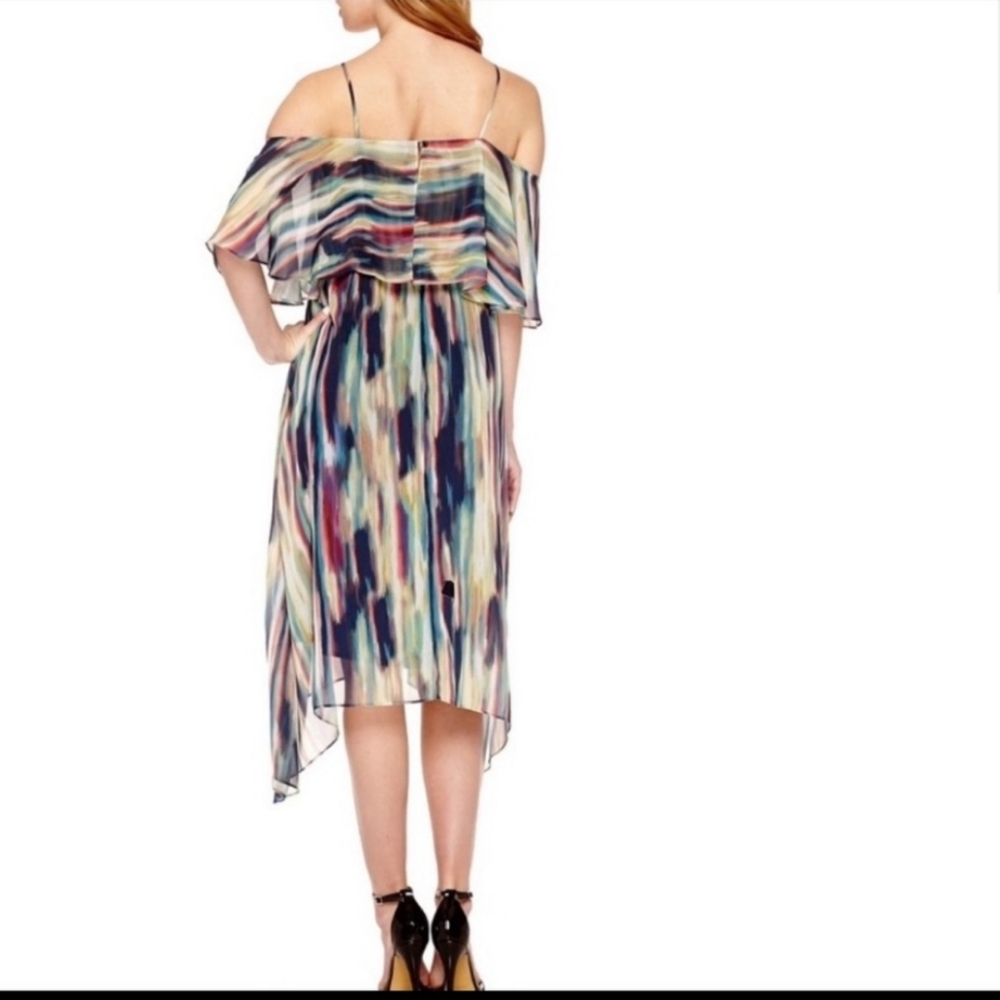 A.N.A Cold Shoulder Multicolor Cabana Dress XL. Hangs Beautifully On.